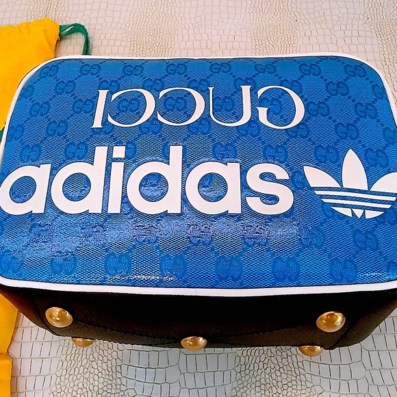 Extremely  Rare Brand New Adidas x Gucci Blue Crystal Canvas Shoulder Bag - Picture 3 of 16